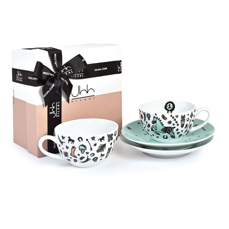 Silsal Al Khail Teacups And Saucers (Set Of 2)