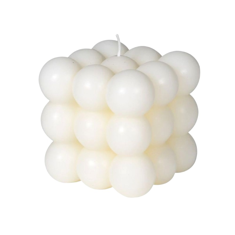Light Art Square Bubble Candle With Flower Holder And Tray Set White