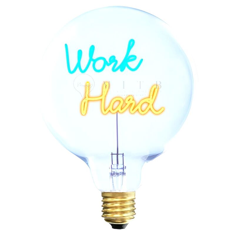 Message In The Bulb - Work Hard Bleu Ambre LED Light Bulb
