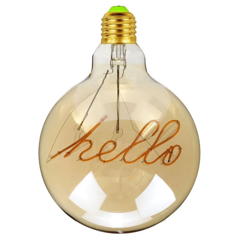 Message In The Bulb - Hello LED Light Bulb (6 Volt) - Amber Glass