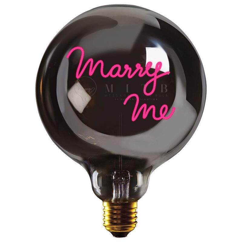 Message In The Bulb - Marry Me LED Light Bulb (6 Volt) - Plated Smoke Glass/Red
