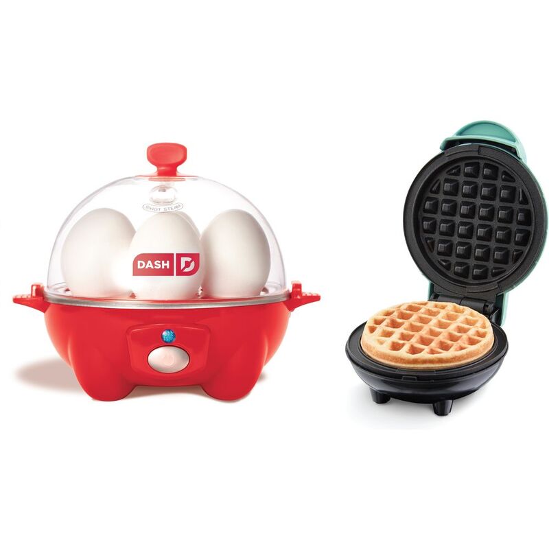 Dash Rapid Egg Cooker - Red with Free Dash Waffle Maker - Aqua (Bundle) Dash Rapid Egg Cooker - Red with Free Dash Waffle Maker - Aqua (Bundle)