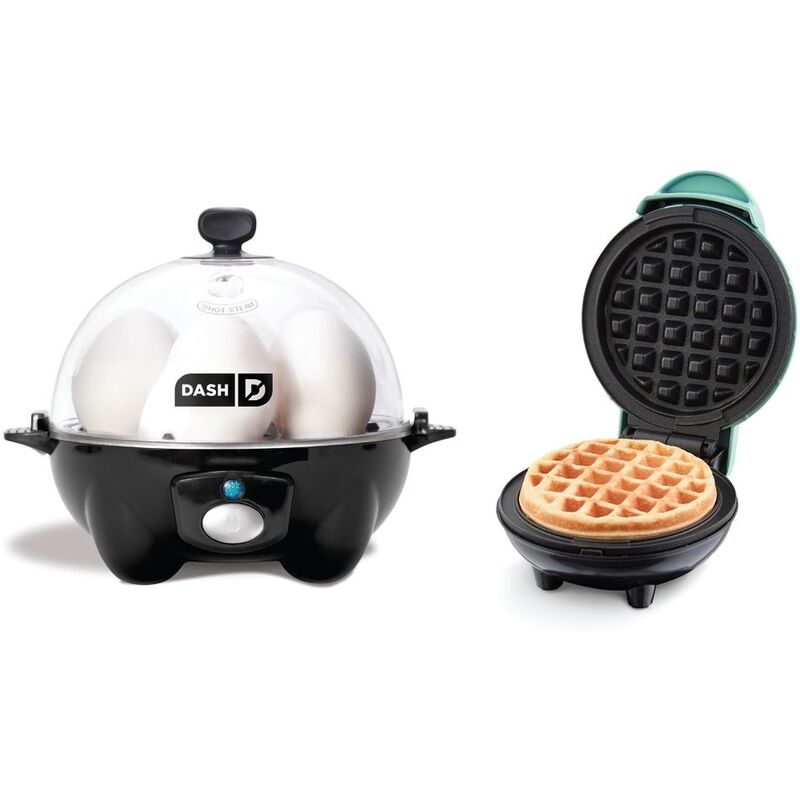 Dash Rapid Egg Cooker - Black with Free Dash Waffle Maker - Aqua (Bundle) Dash Rapid Egg Cooker - Black with Free Dash Waffle Maker - Aqua (Bundle)