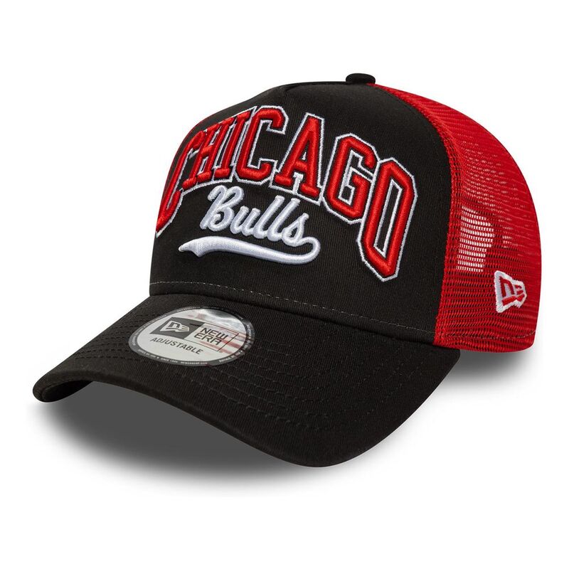 New Era Script Logo 9Forty Trucker Chicago Bulls Black Cap (One Size)