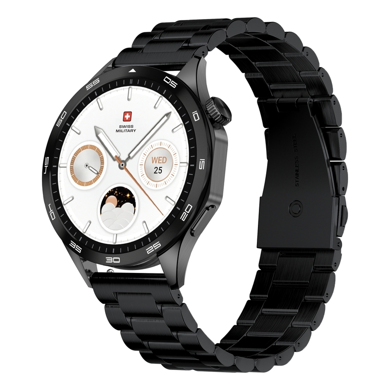 Swiss Military Swiss International Smartwatch - Black Frame with Black Metal Strap Swiss Military Swiss International Smartwatch - Black Frame with Black Metal Strap