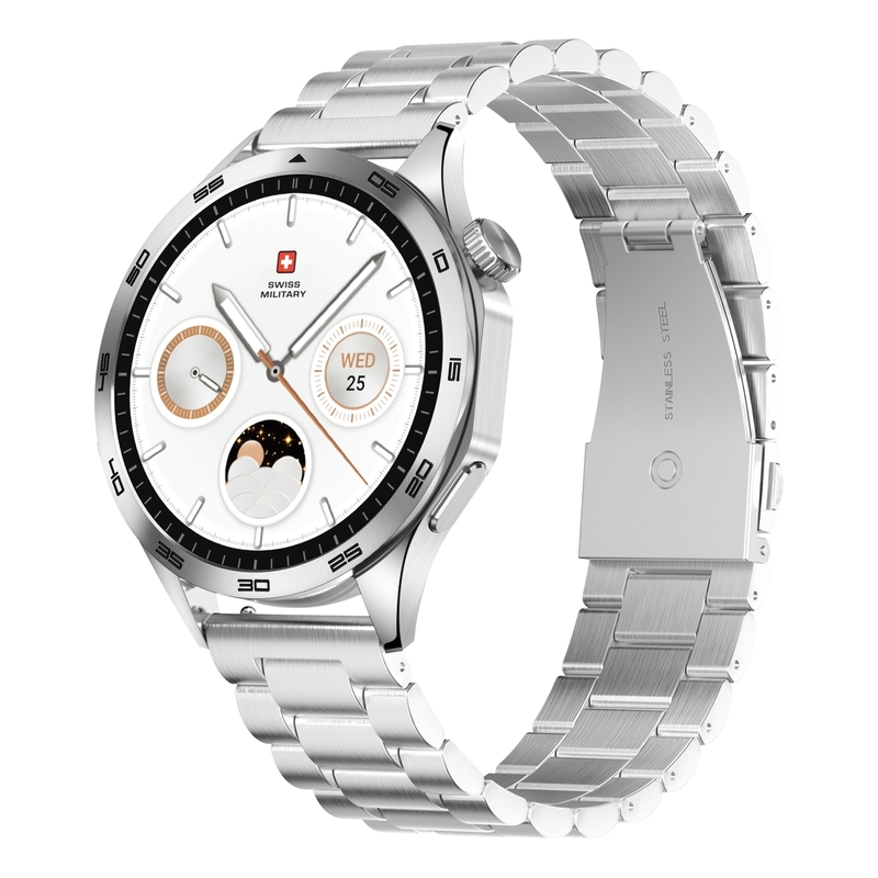 Swiss Military Swiss International Smartwatch - Silver Frame with Stainless Steel Strap Swiss Military Swiss International Smartwatch - Silver Frame with Stainless Steel Strap
