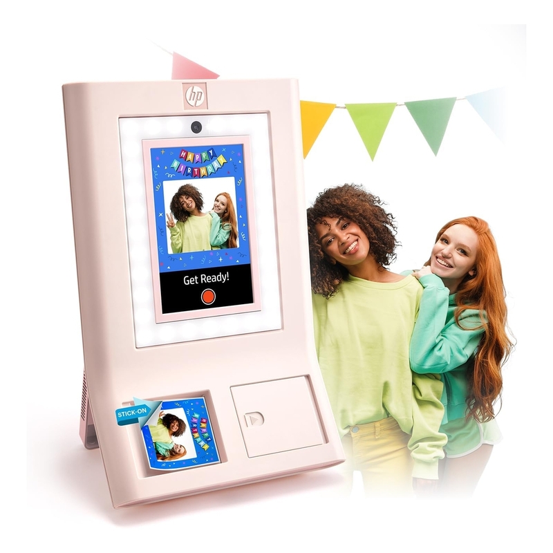 HP Sprocket Photobooth 3x 4 Color Photo Printer with Touch Screen LED Ring Light & Wi-Fi - Pink HP Sprocket Photobooth 3x 4 Color Photo Printer with Touch Screen LED Ring Light & Wi-Fi - Pink