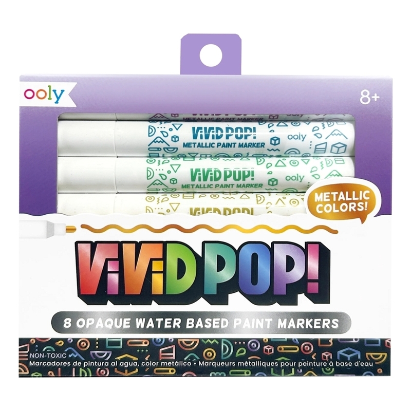 Ooly Vivid Pop! Water Based Paint Markers - Metallic - Set Of 8 Ooly Vivid Pop! Water Based Paint Markers - Metallic - Set Of 8
