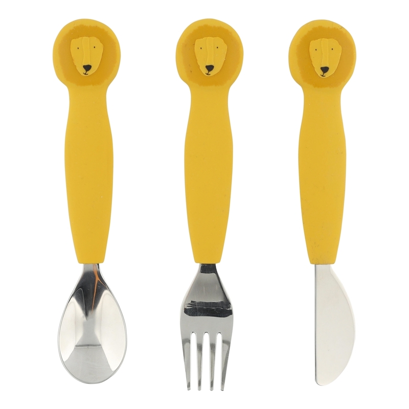 Trixie Kids Stainless Steel Cutlery Set With Silicone Handle - Mr. Lion Trixie Kids Stainless Steel Cutlery Set With Silicone Handle - Mr. Lion