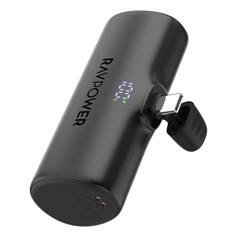 RavPower RP-Pc1221 Portable 5000mAh Mini Power Bank Built In USB-C Connector - Black