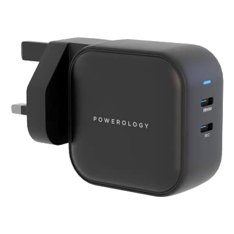Powerology Gan Dual-USB-C Wall Charger - Black Powerology Gan Dual-USB-C Wall Charger - Black