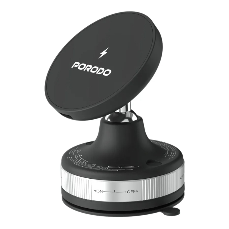 Porodo Vacuseal Smart Suction Wireless Charging Mount - Black Porodo Vacuseal Smart Suction Wireless Charging Mount - Black