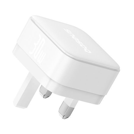 Baseus Palm Fast Charger 1C 30W UK Moon White  with 1m USB-C to USB-C Cable - White Baseus Palm Fast Charger 1C 30W UK Moon White  with 1m USB-C to USB-C Cable - White