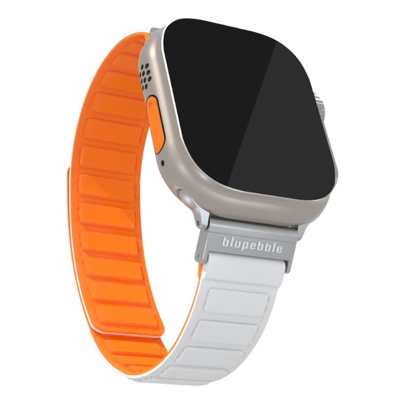 Blupebble Etna Silicone Reversible Magnetic Strap 49/45/44/42mm - White/Orange Blupebble Etna Silicone Reversible Magnetic Strap 49/45/44/42mm - White/Orange