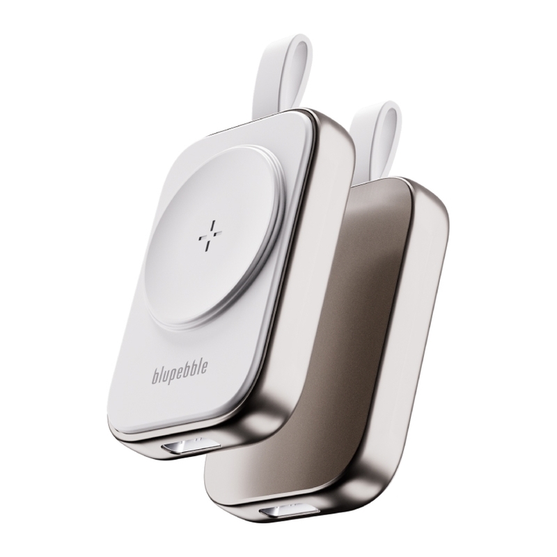 Blupebble Mini Mag Portable Wireless 5W USB-C Charger For Watch And Airpods - White