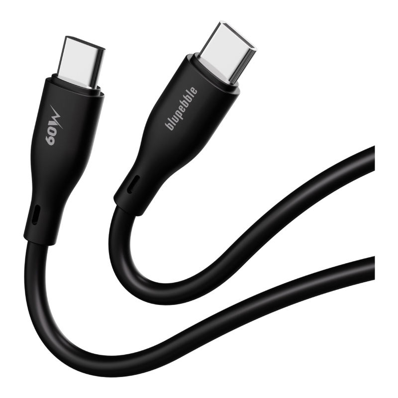 Blupebble PowerFlow PD 60W USB-C To USB-C Cable 1.2m - Black Blupebble PowerFlow PD 60W USB-C To USB-C Cable 1.2m - Black