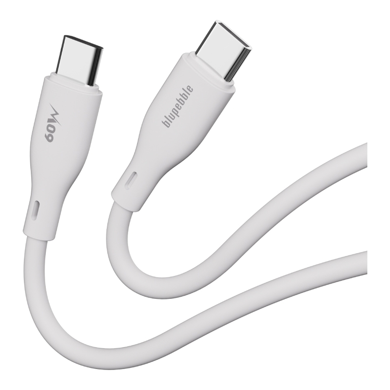 Blupebble PowerFlow PD 60W USB-C To USB-C Cable 1.2m - White Blupebble PowerFlow PD 60W USB-C To USB-C Cable 1.2m - White