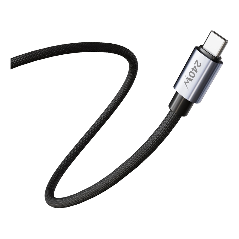Blupebble PowerFlow 240W USB-C To USB-C Braided Cable 2m - Black Blupebble PowerFlow 240W USB-C To USB-C Braided Cable 2m - Black