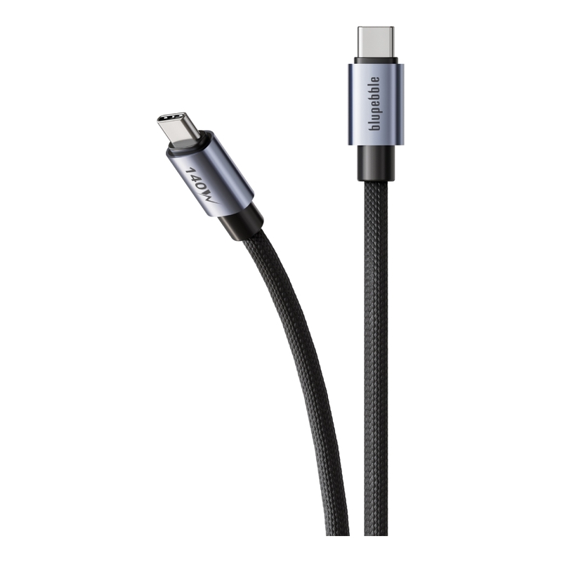 Blupebble PowerFlow 140W USB-C To USB-C Braided Cable 3m - Black Blupebble PowerFlow 140W USB-C To USB-C Braided Cable 3m - Black