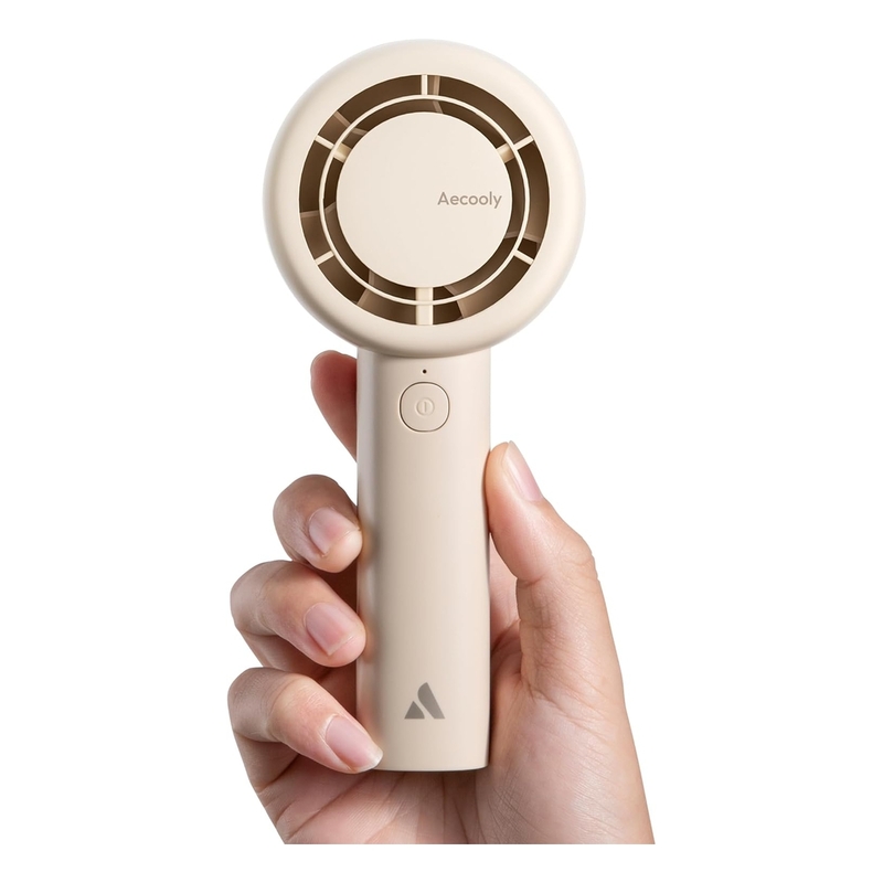 Aecooly Portable 16H Max Cooling Time 5 Speeds USB Rechargeable Handheld Fan - Beige Aecooly Portable 16H Max Cooling Time 5 Speeds USB Rechargeable Handheld Fan - Beige