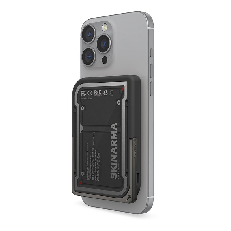 Skinarma Nexus Mecha Magnetic Power Bank With Smart Kick-Stand 5000mAh 20W USB-C Pd - Black Skinarma Nexus Mecha Magnetic Power Bank With Smart Kick-Stand 5000mAh 20W USB-C Pd - Black