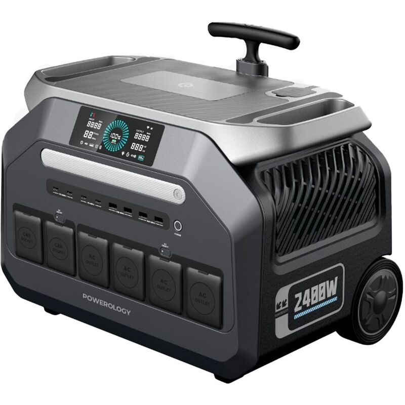 Powerology Solar Input Portable 640000mAh Generator 2500W - Black Powerology Solar Input Portable 640000mAh Generator 2500W - Black
