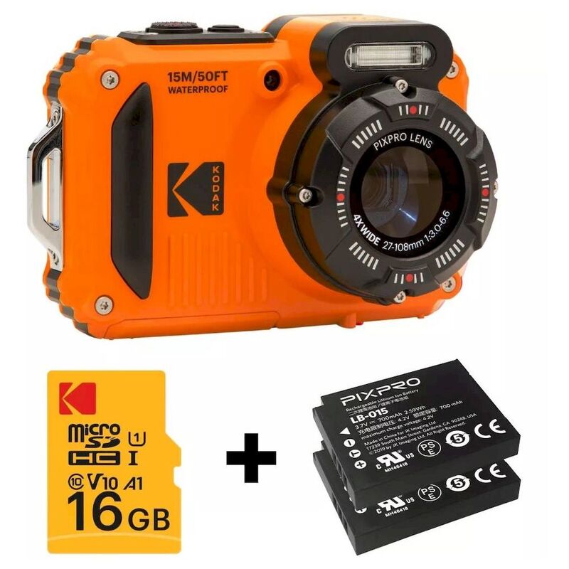 Kodak Compact Camera Pixpro Pack Wpz2 Waterproof 15M 16MP Digital 4X Optical Zoom + SD Card Shockproof Video 720P LCD Screen 2.7 - Li-Ion Battery -... Kodak Compact Camera Pixpro Pack Wpz2 Waterproof 15M 16MP Digital 4X Optical Zoom + SD Card Shockproof Video 720P LCD Screen 2.7 - Li-Ion Battery -...