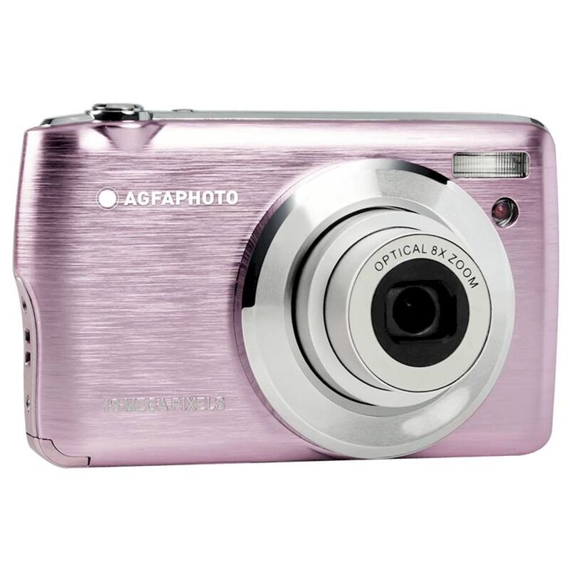 Agfaphoto Realishot DC8200 18MP Digital Compact Camera 8X Optical Zoom Full Hd Video 2.7 Inch LCD Screen Lithium Battery + Case + 16GB SD Card - Pink