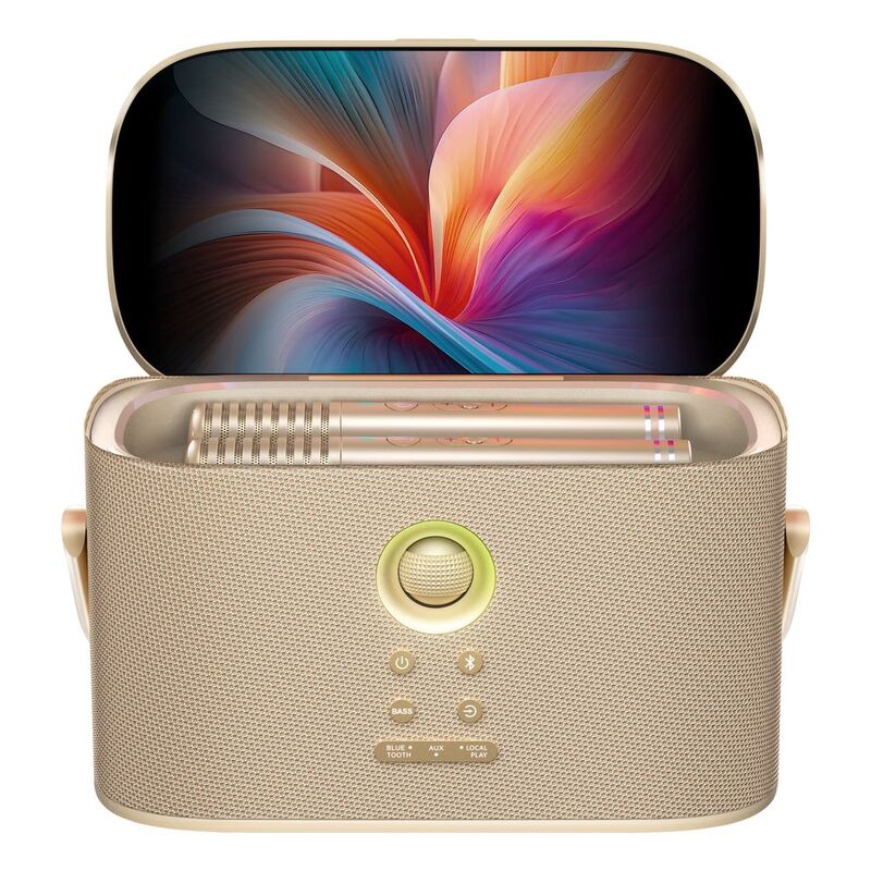 Ikarao Shell S2 ALL-IN-ONE Portable Karaoke Machine 140W/8'' HD/SELF-CHARGING With x2 MIC - Gold Ikarao Shell S2 ALL-IN-ONE Portable Karaoke Machine 140W/8'' HD/SELF-CHARGING With x2 MIC - Gold