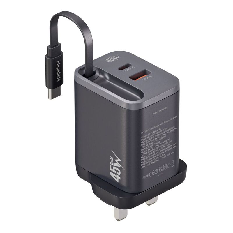 BluPebble PowerCore 45 2 Ports PD GaN Fast Charger PD 45W BluPebble PowerCore 45 2 Ports PD GaN Fast Charger PD 45W