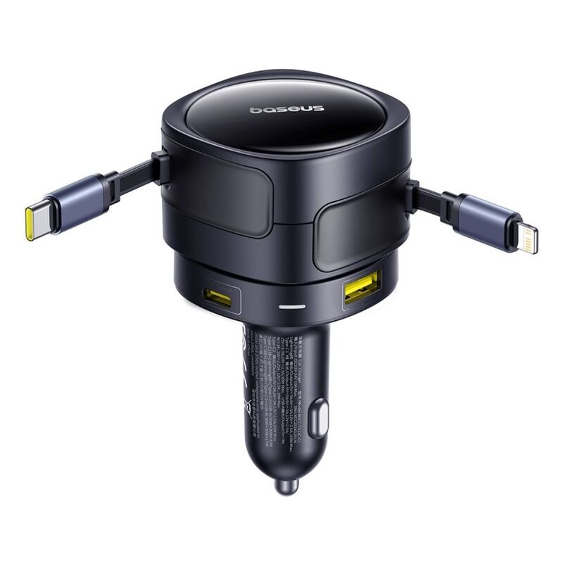 Baseus Enjoyment Max Car Charger C+C Cables & U+C Ports 90W - Cosmic Black Baseus Enjoyment Max Car Charger C+C Cables & U+C Ports 90W - Cosmic Black