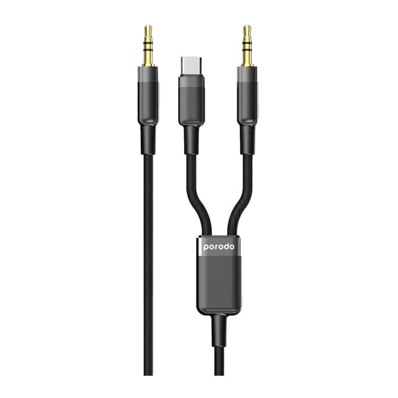 Porodo Multi-Device Aux 3.5mm Type-C Cable(4Ft/1.2M) - Black Porodo Multi-Device Aux 3.5mm Type-C Cable(4Ft/1.2M) - Black