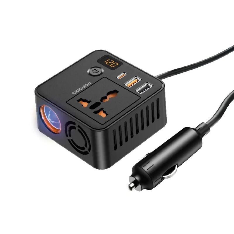 Porodo Universal Ac Power Inverter - Black Porodo Universal Ac Power Inverter - Black