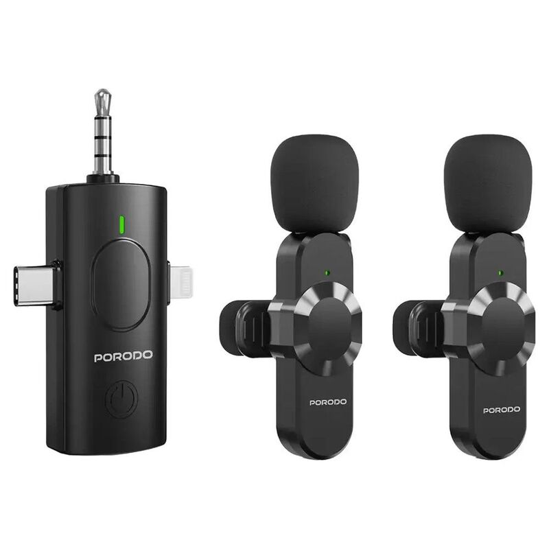 Porodo Audix Elite 3 In 1 Lavalier Microphone - Black Porodo Audix Elite 3 In 1 Lavalier Microphone - Black
