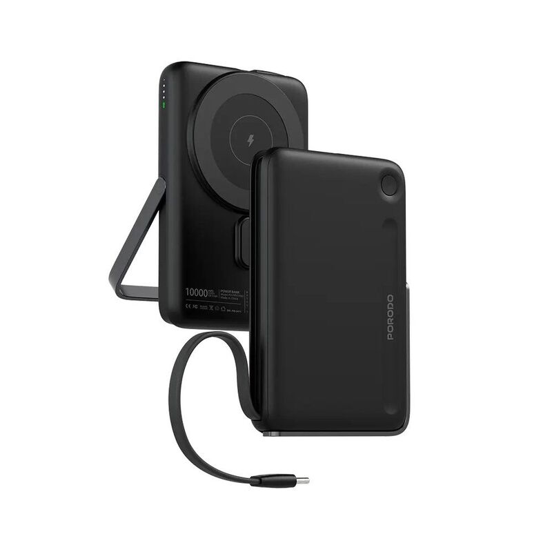 Porodo 10000mAh Power Bank With Built-In Type-C & Stand - Black