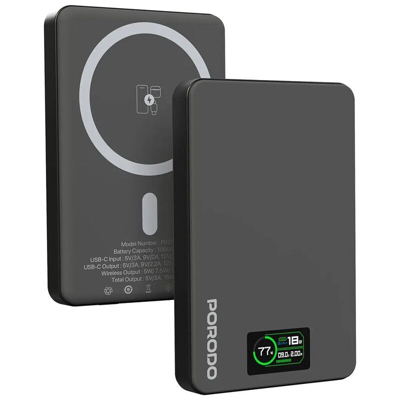 Porodo 10000mAh Magsafe Power Bank Total Output 5V/3A (Max) - Dark Grey