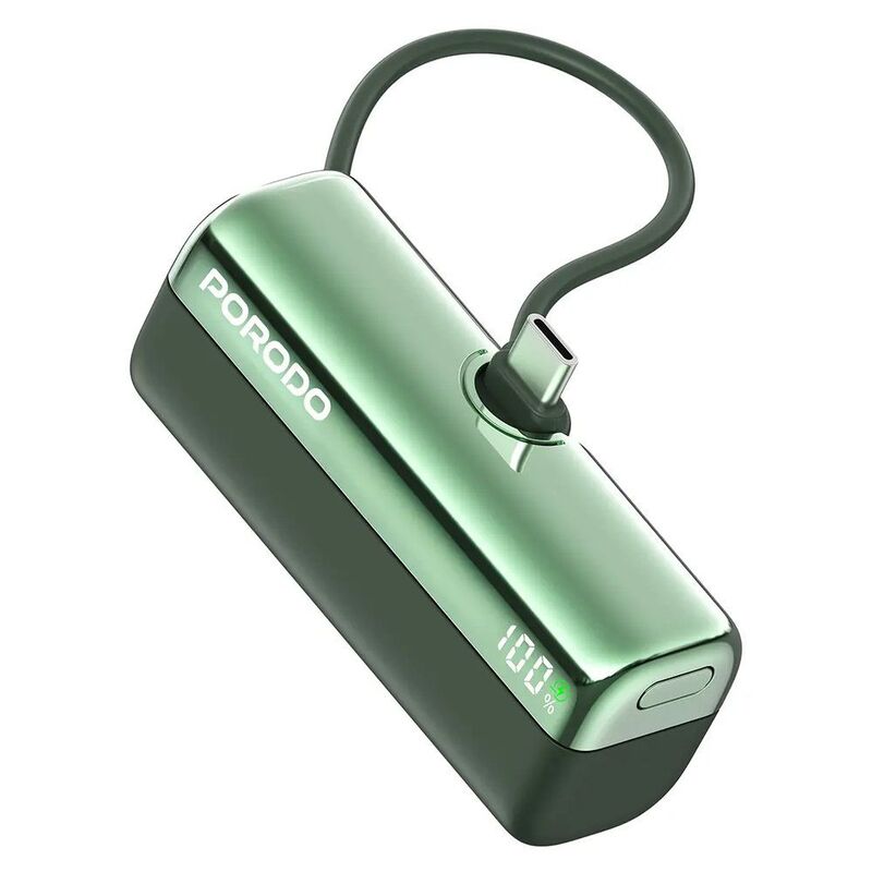Porodo Pocket Volt 5000mAh Power Bank - Green Porodo Pocket Volt 5000mAh Power Bank - Green