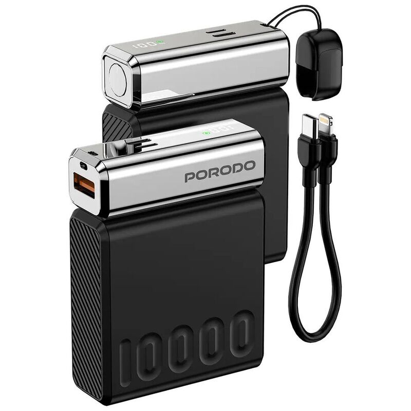 Porodo Chrome Volt 10000 mAh Power Bank - Black Porodo Chrome Volt 10000 mAh Power Bank - Black