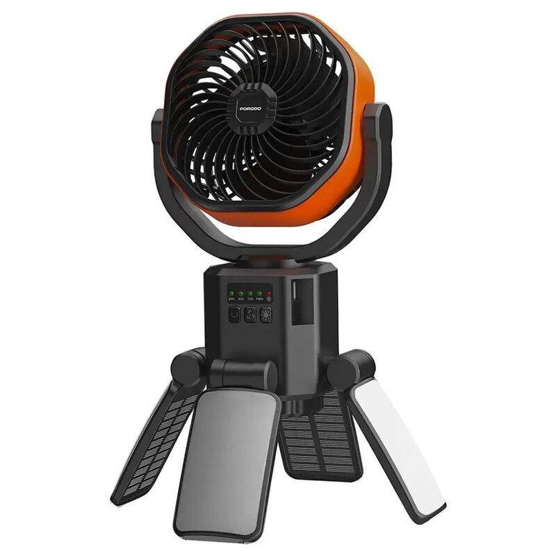 Porodo Lifestyle Suncharge Outdoor Solar Fan - Black & Orange Porodo Lifestyle Suncharge Outdoor Solar Fan - Black & Orange