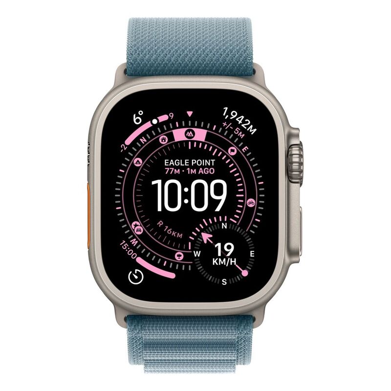 Apple Watch Ultra 3 GPS + Cellular 49mm Natural Titanium Case with Light Blue Alpine Loop - Large