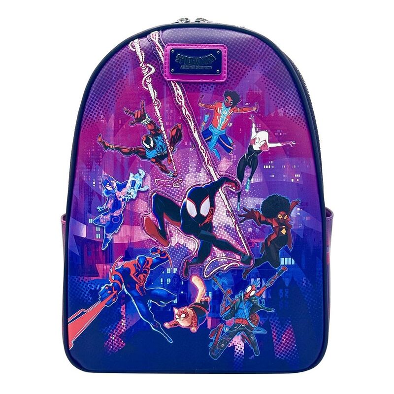 Loungefly Leather Marvel Spiderman Group Shot Mini Backpack Loungefly Leather Marvel Spiderman Group Shot Mini Backpack