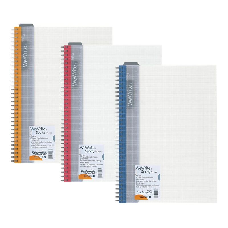 Foldermate Spiral A5 Notebook 70 Sheets with Ruler Ruler - Wewrite (Assorted - Includes 1) Foldermate Spiral A5 Notebook 70 Sheets with Ruler Ruler - Wewrite (Assorted - Includes 1)