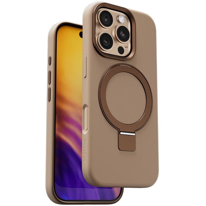 Blupebble Ringflex Case with Foldable Kickstand Compatible with Magsafe iPhone 16 Pro 6.3-Inch - Rosegold