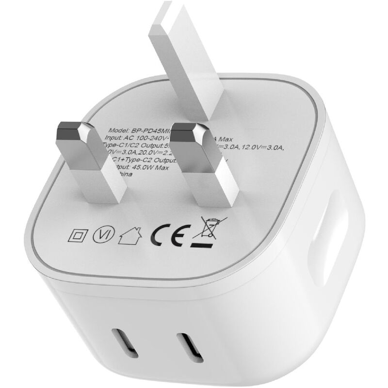 Blupebble 2-Port PD Gan Fast Charger 45W Blupebble 2-Port PD Gan Fast Charger 45W