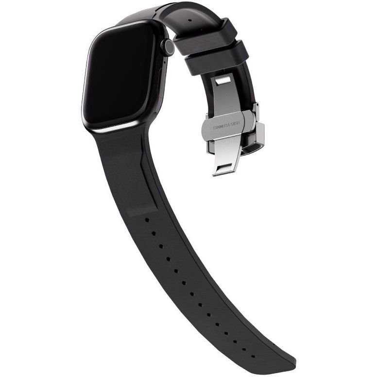 Blupebble Flexor Premium Fluoro Rubber Watch Band with Precision Steel Clasp for Apple Watch - Black Blupebble Flexor Premium Fluoro Rubber Watch Band with Precision Steel Clasp for Apple Watch - Black