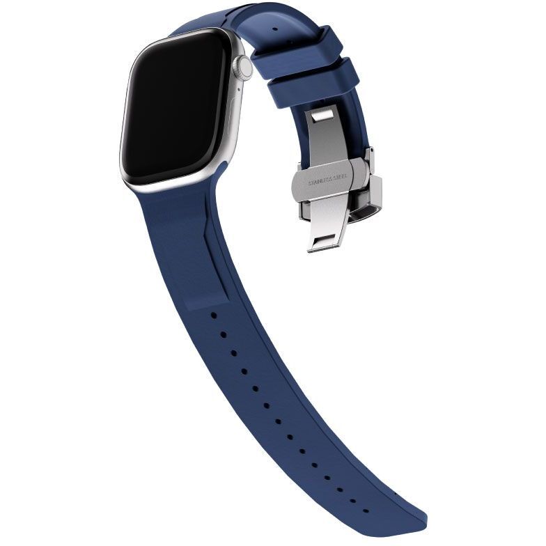 Blupebble Flexor Premium Fluoro Rubber Watch Band with Precision Steel Clasp for Apple Watch - Blue Blupebble Flexor Premium Fluoro Rubber Watch Band with Precision Steel Clasp for Apple Watch - Blue