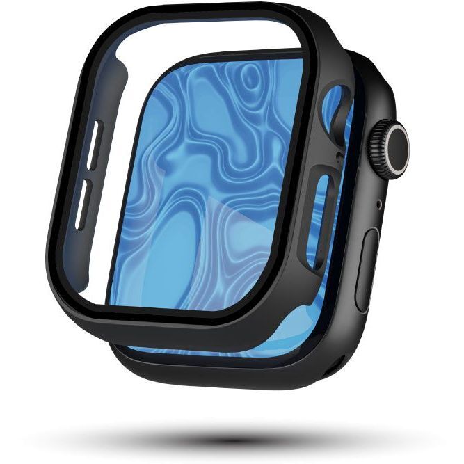Blupebble Rock Series Slim Armour with Screen Protector Case for Apple Watch Series 10 46mm - Black