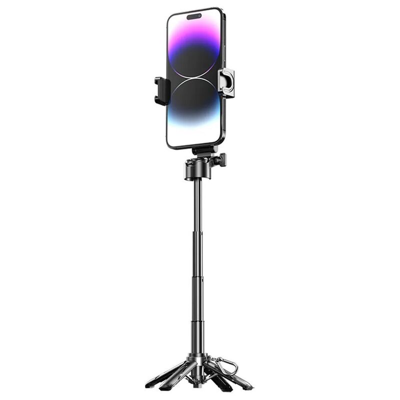 Porodo Foldable Selfie Stick with Extendable Tripod - Black Porodo Foldable Selfie Stick with Extendable Tripod - Black