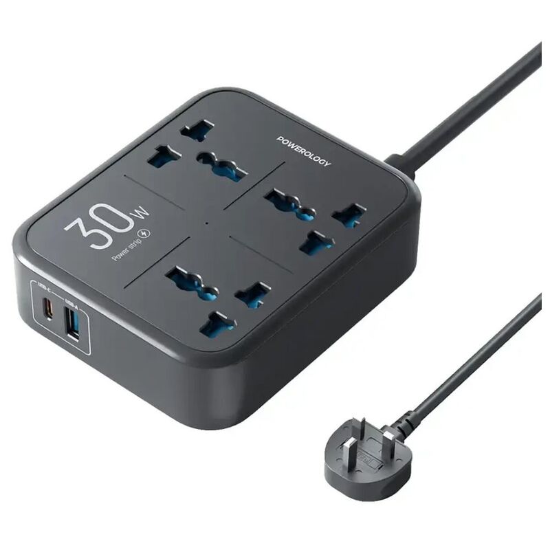 Powerology Power Strip 3250W 3Ac - Black Powerology Power Strip 3250W 3Ac - Black