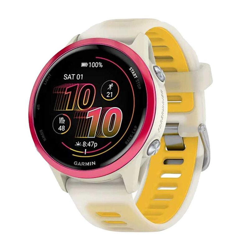 Garmin Forerunner 570 42mm Raspberry Aluminium Smartwatch with Translucent Bone/ Mango Band Garmin Forerunner 570 42mm Raspberry Aluminium Smartwatch with Translucent Bone/ Mango Band